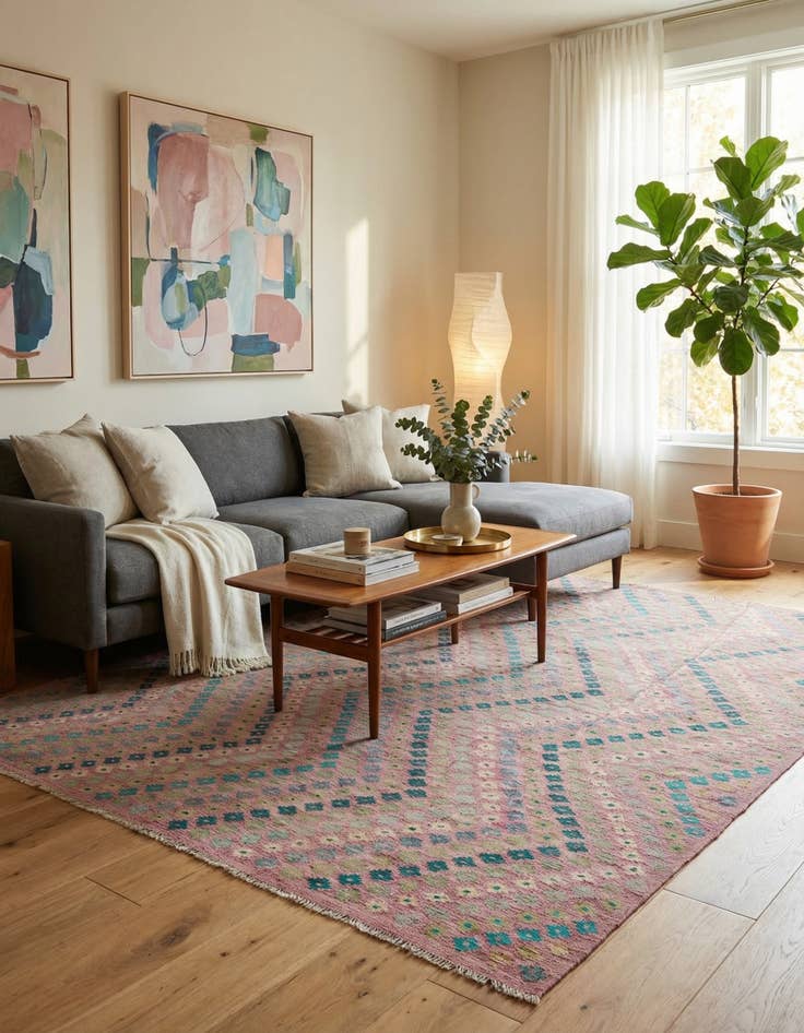 Detail image of  8' 6 x 9' 7  Hand Woven Kilim Modern Wool Rug