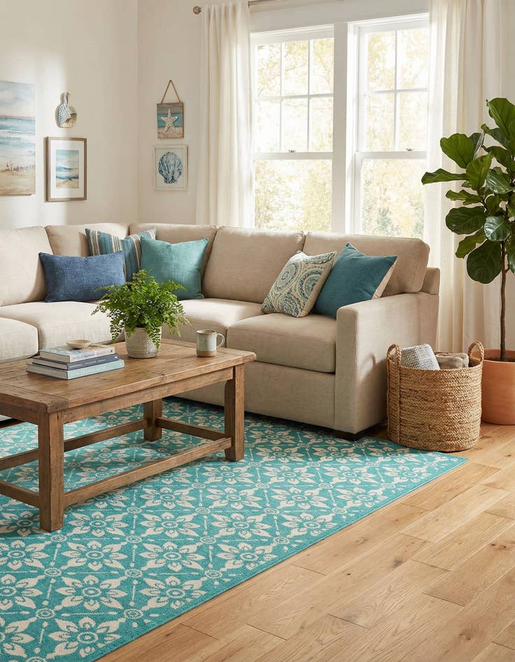 Detail image of 6' x 9'  Washable Trellis Indoor / Outdoor Rug