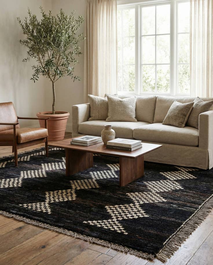 Detail image of 5' 11 x 7' 11 Hand Knotted Moroccan Wool Rug