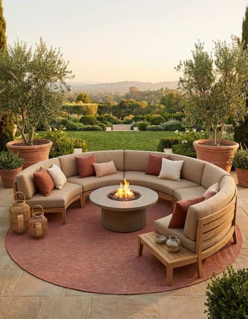Rust Red Easy-Clean Solid Indoor / Outdoor Round Rug