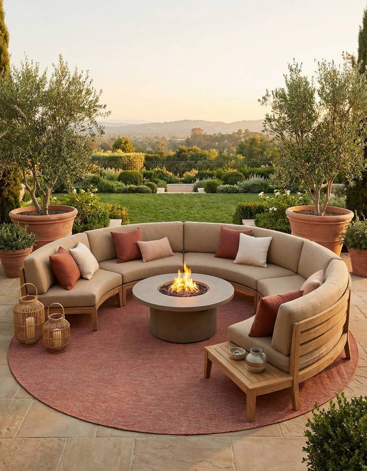 Detail image of  13' x 13'  Washable Solid Indoor / Outdoor Round Rug