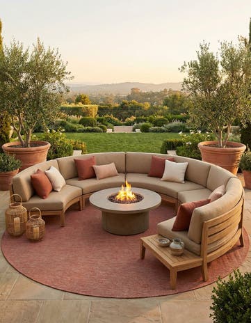 Rust Red Easy-Clean Solid Indoor / Outdoor Round Rug