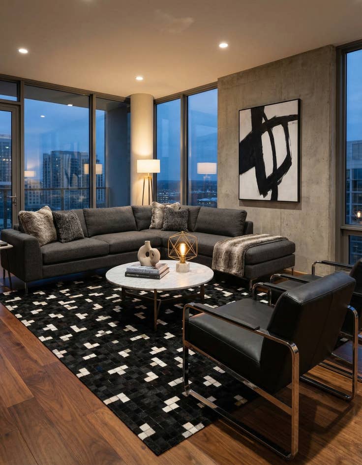 Detail image of 5' 2 x 7' 11 Cowhide Stocks Rug