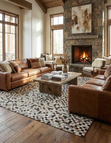 8' 1 x 9' 10 Cowhide Leather Rug
