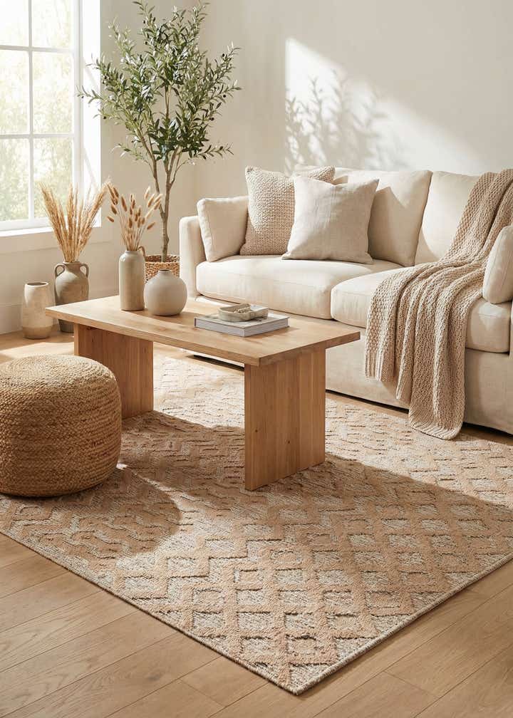 5' 3 x 8' Easy-Clean Trellis Textured Indoor / Outdoor Rug