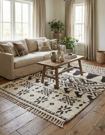 4' 5 x 6' 8 Hand Knotted Moroccan Wool Rug