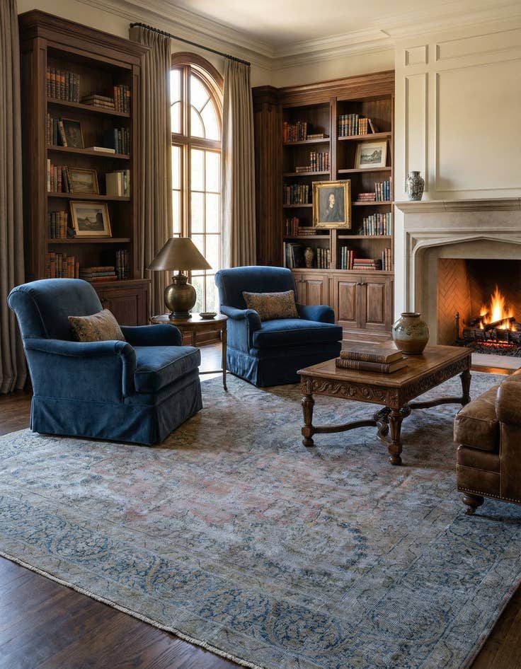 Detail image of 12' 6 x 12' 11 Vintage Royal Wool Square Rug