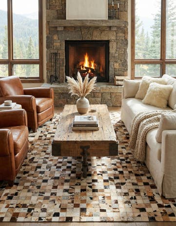 5' x 8' Cowhide Leather Rug