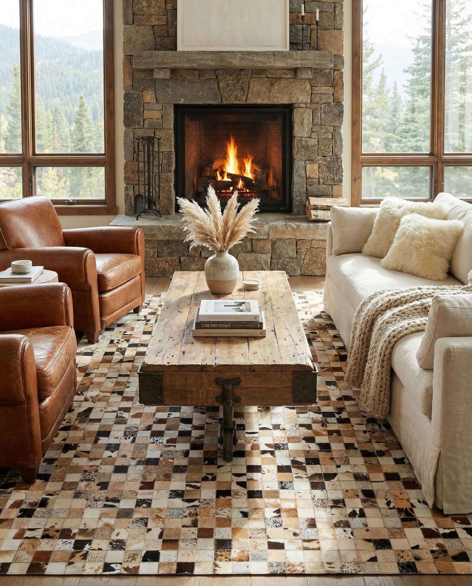 5' x 8' Cowhide Leather Rug