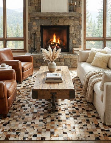 5' x 8' Cowhide Leather Rug
