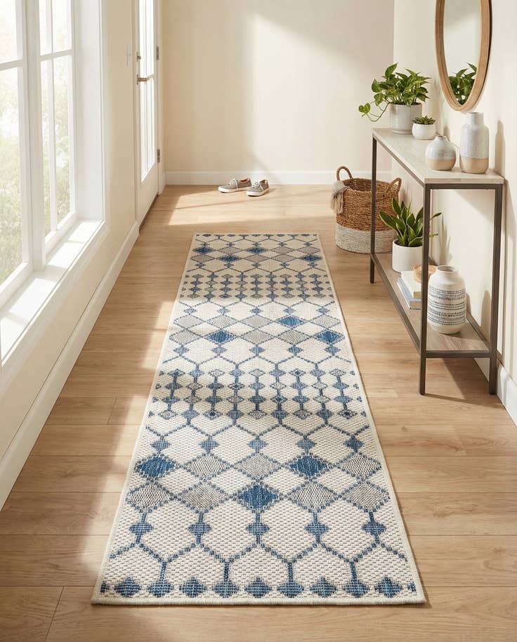 Detail image of 2' x 8' Easy-Clean Trellis Indoor / Outdoor Runner Rug