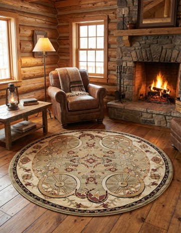 Green Pioneer Round Rug