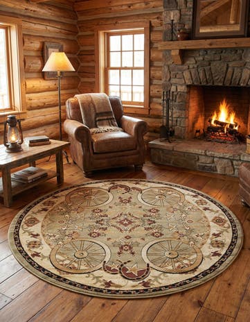 Green Pioneer Round Rug