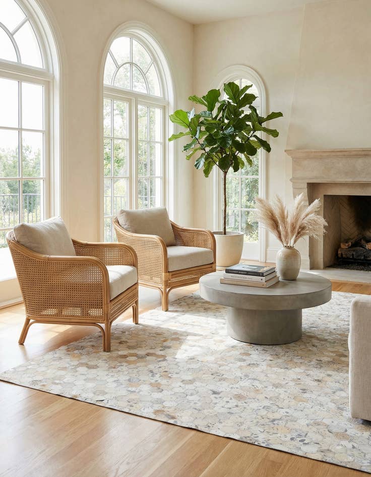 Detail image of 5' 1 x 8' 1 Cowhide Stocks Rug