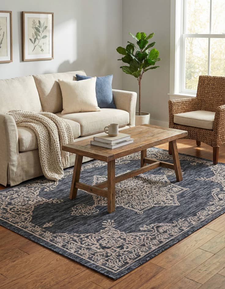 Detail image of  4' x 6'  Washable Traditional Indoor / Outdoor Rug