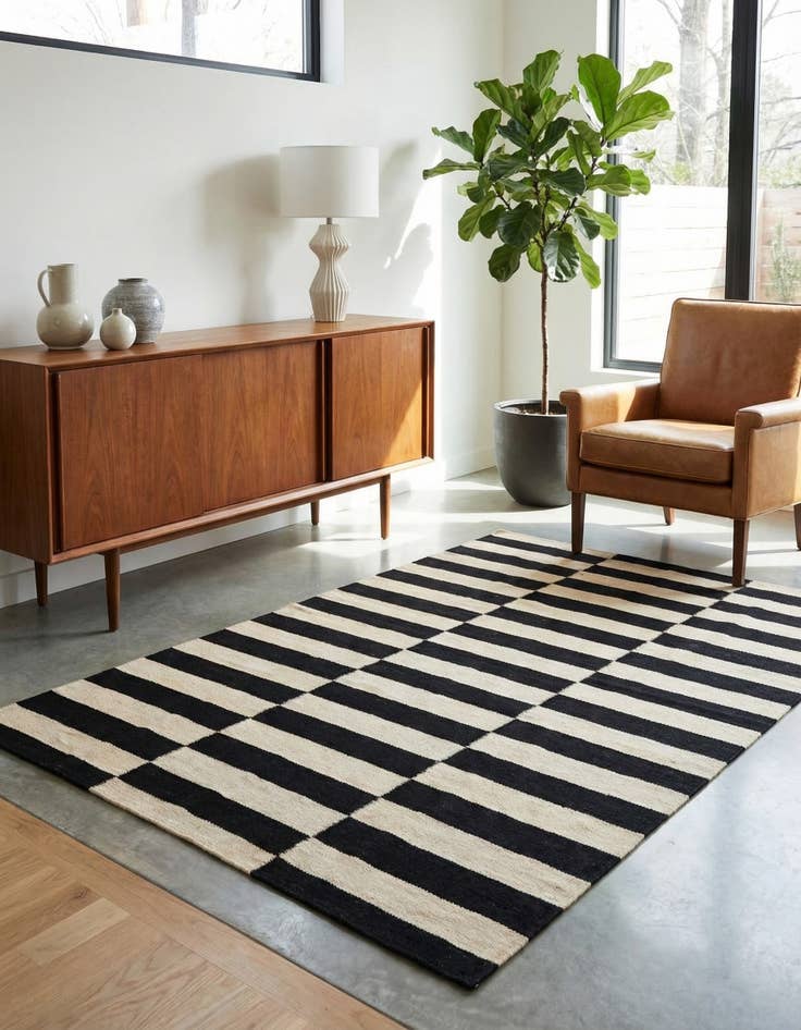 Detail image of 3' 3 x 5'  Hand Woven Kilim Modern Wool Rug