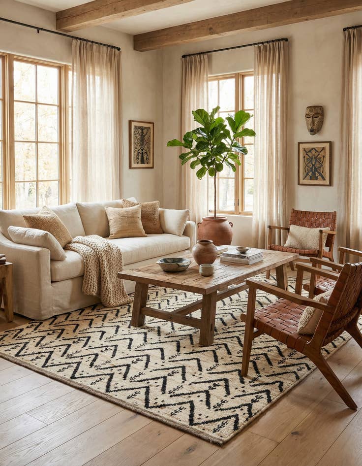 Detail image of  6' 3 x 8' 10  Hand Knotted Moroccan Wool Rug