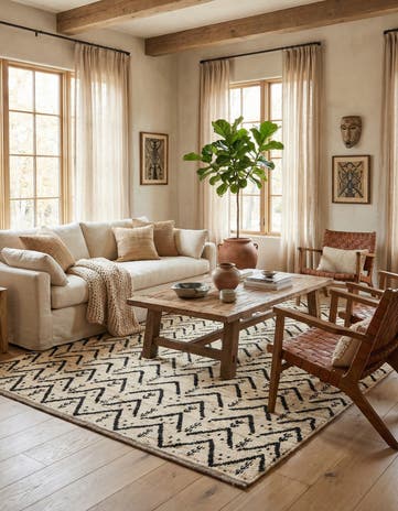 6' 3 x 8' 10 Hand Knotted Moroccan Wool Rug