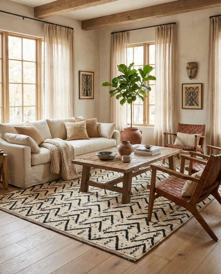 6' 3 x 8' 10 Hand Knotted Moroccan Wool Rug