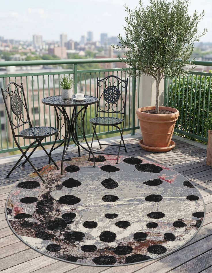 Detail image of  4' x 4'  Washable Modern Indoor / Outdoor Round Rug