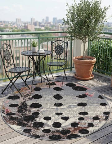 4' x 4' Easy-Clean Modern Indoor / Outdoor Round Rug