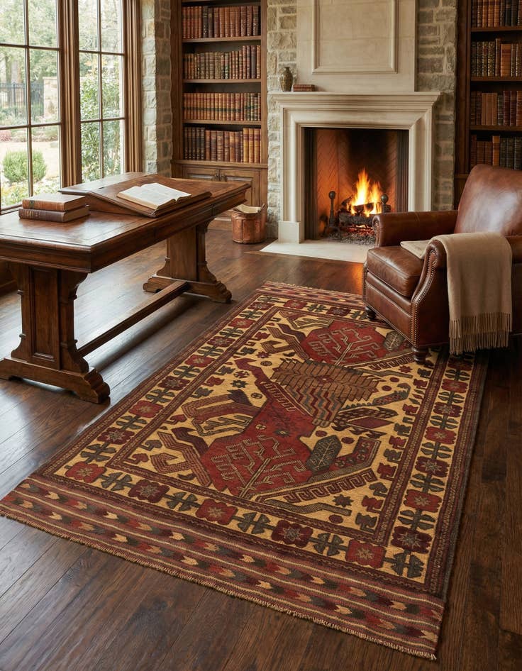 Detail image of  3' 11 x 6' 4  Hand Knotted Sumak Wool Rug