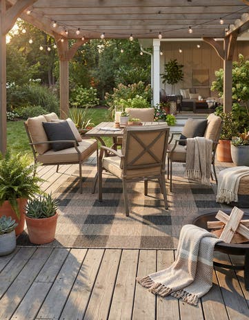 6' x 9' Easy-Clean Checkered Indoor / Outdoor Rug