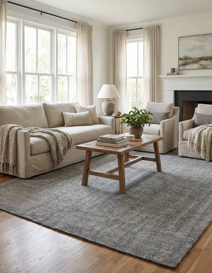 Detail image of 6' 1 x 9'  Hand Woven Jill Zarin English Manor Farmhouse Wool Rug