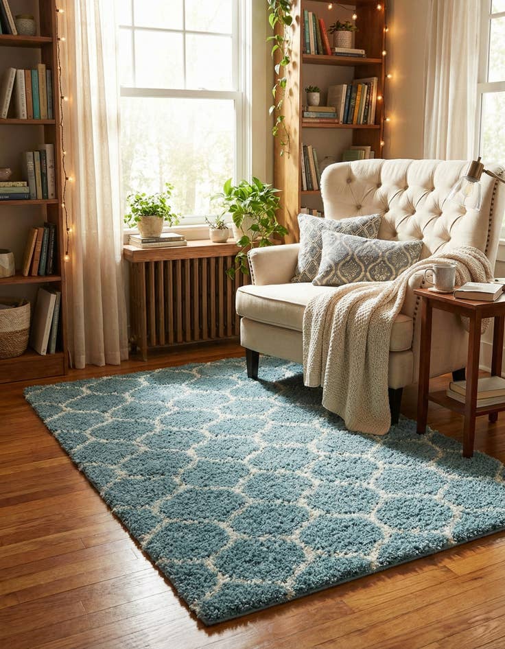 Detail image of 5' 3 x 8' Trellis Shag Rug