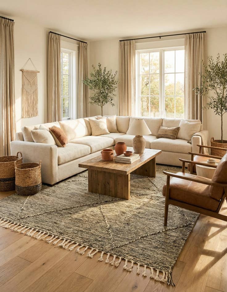 Detail image of 6' 8 x 10'  Hand Knotted Moroccan Wool Rug