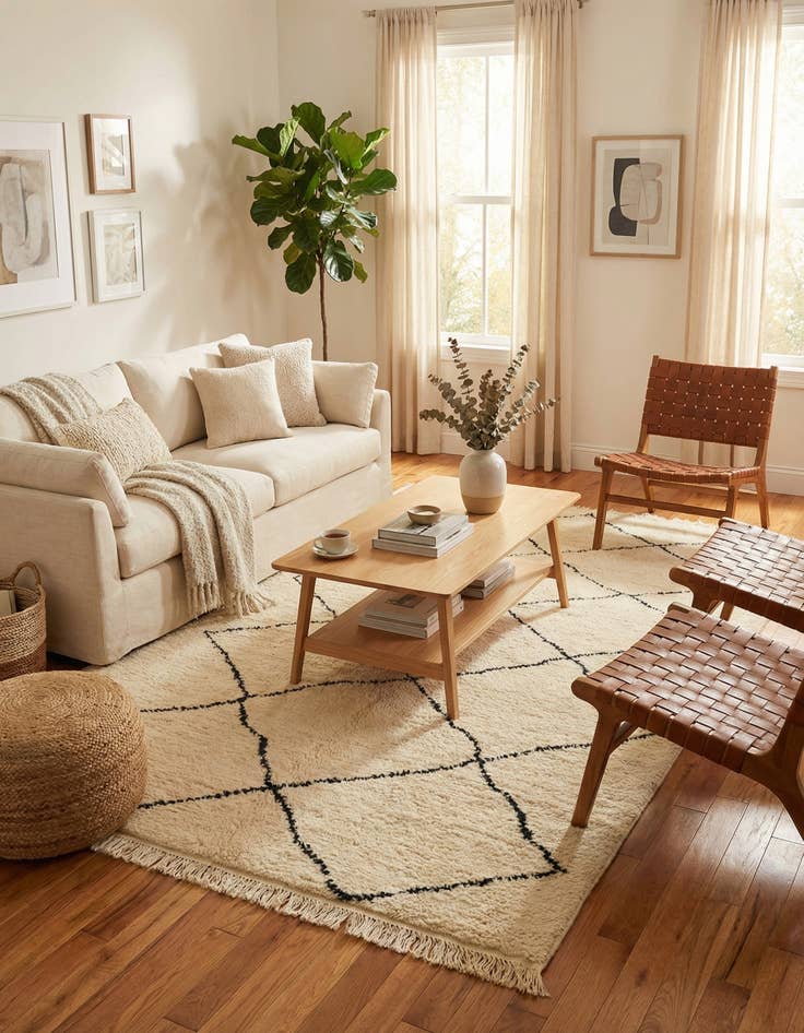 Detail image of 4' 10 x 8' 3  Hand Knotted Moroccan Wool Rug