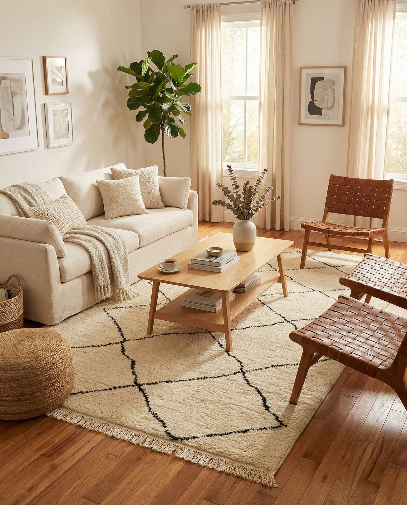4' 10 x 8' 3 Hand Knotted Moroccan Wool Rug