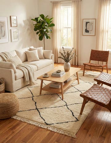 4' 10 x 8' 3 Hand Knotted Moroccan Wool Rug