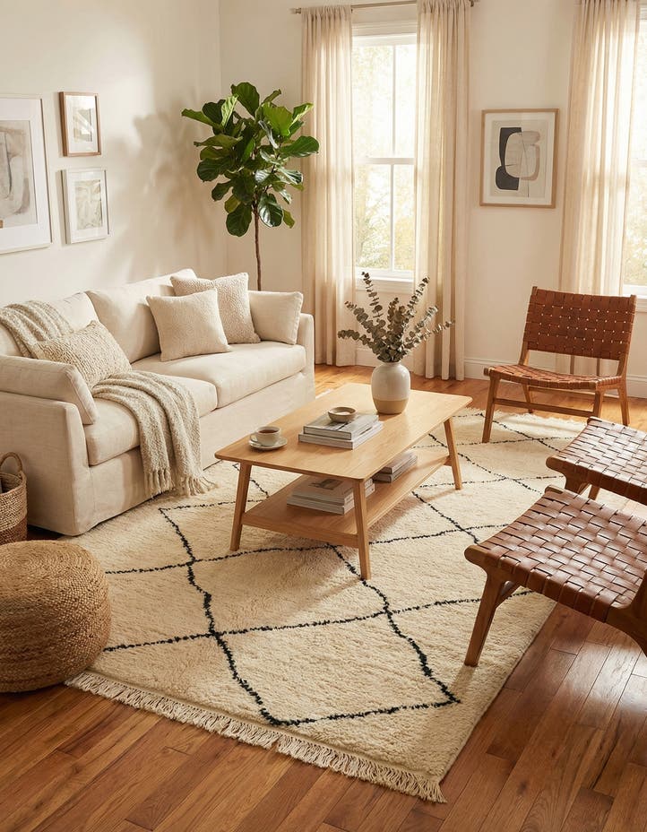 4' 10 x 8' 3 Hand Knotted Moroccan Wool Rug