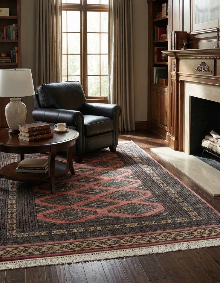 Detail image of 4' 2 x 6' 5  Hand Knotted Bokhara Wool Rug