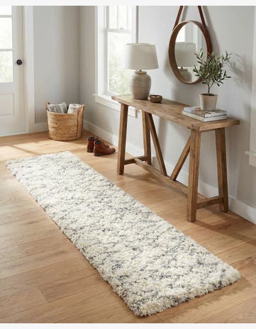 Pearl and Gray Infinity Shag Runner Rug