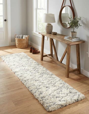 Pearl and Gray Infinity Shag Runner Rug