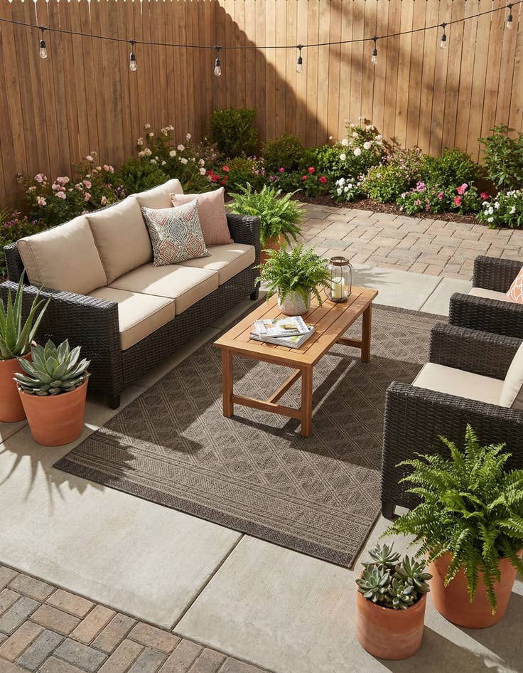 Detail image of 5' 1 x 8' Easy-Clean Trellis Indoor / Outdoor Rug