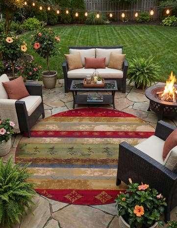 8' x 8' Easy-Clean Modern Indoor / Outdoor Round Rug
