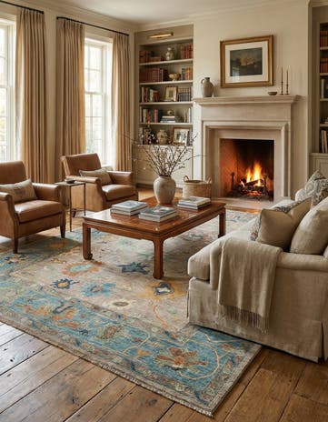 9' x 12' Hand Knotted Oushak Rug