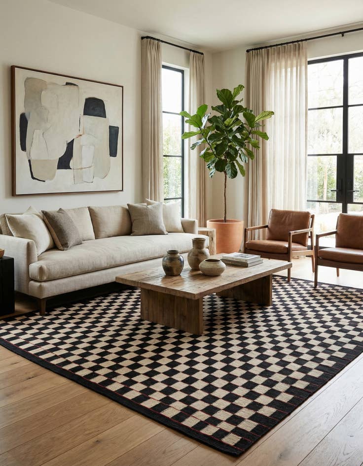 Detail image of 6' 6 x 9' 6  Hand Woven Kilim Modern Wool Rug