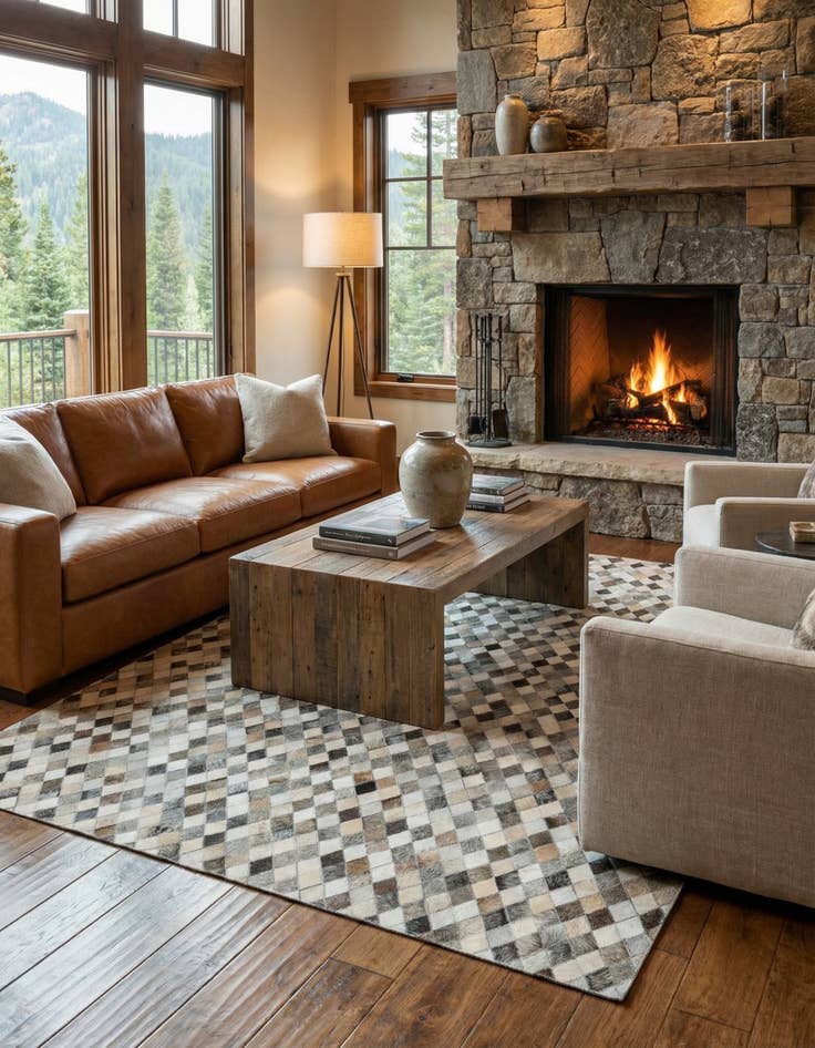 Detail image of 5' x 8' Cowhide Leather Rug