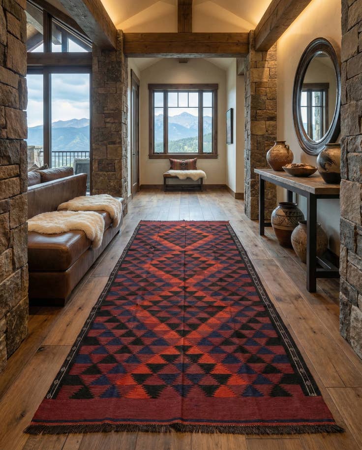 Detail image of 4' 7 x 10' 9 Hand Woven Kilim Fars Wool Runner Rug