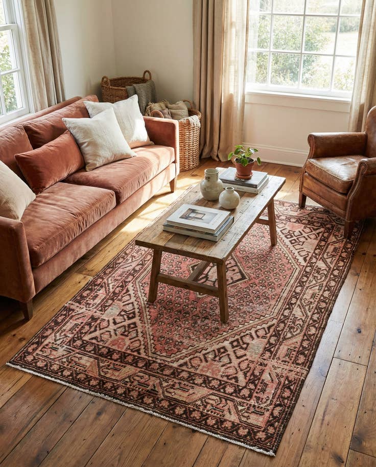 Detail image of 4' 2 x 7' Hand Knotted Ultra Vintage Persian Wool Rug