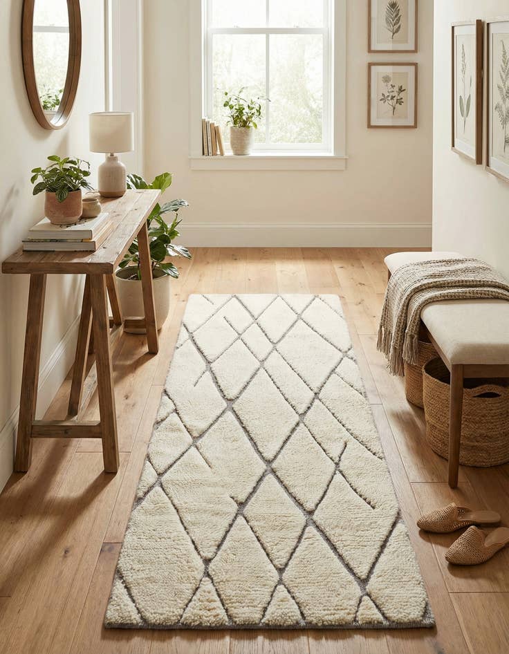 Detail image of 2' x 6' 1 Hand Knotted Atlas Moroccan Wool Runner Rug