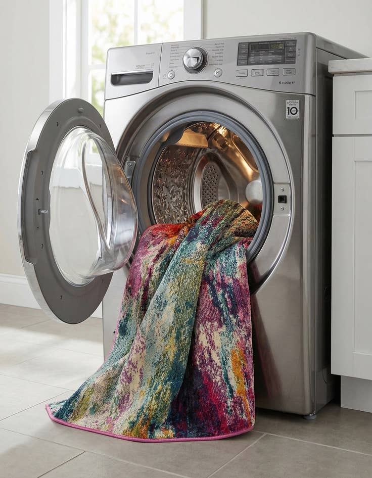 Detail image of 4' 1 x 4' 1  Washable Spectrum Square Rug