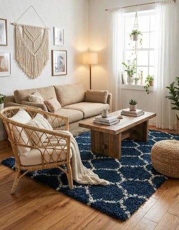 7' 10 x 7' 10 Lattice Shag Square Rug