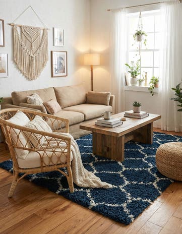7' 10 x 7' 10 Lattice Shag Square Rug