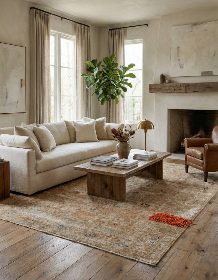 Detail image of  7' 8 x 11'  Hand Knotted Ultra Vintage Persian Wool Rug