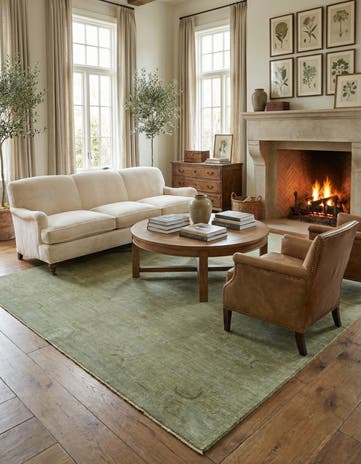 7' 9 x 9' 11 Hand Knotted Peshawar Ziegler Wool Rug